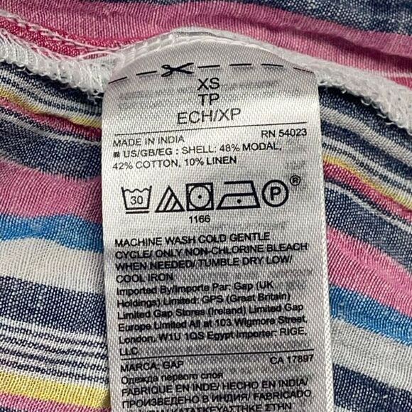 Love by GAP Multi Striped Linen Blend Top MI020 - Picture 6 of 7